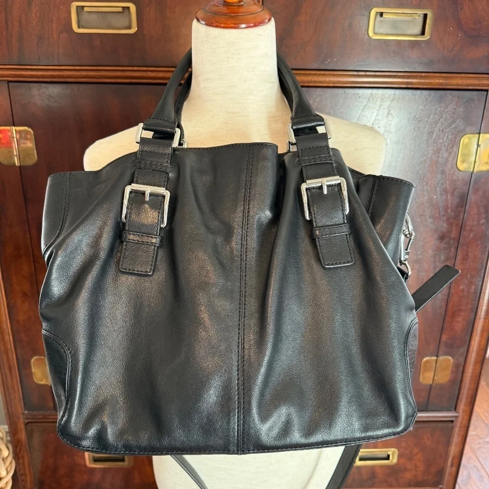 Michael Kors Brookville Black Leather Tote Bag Dual Handles - Picture 6 of 16
